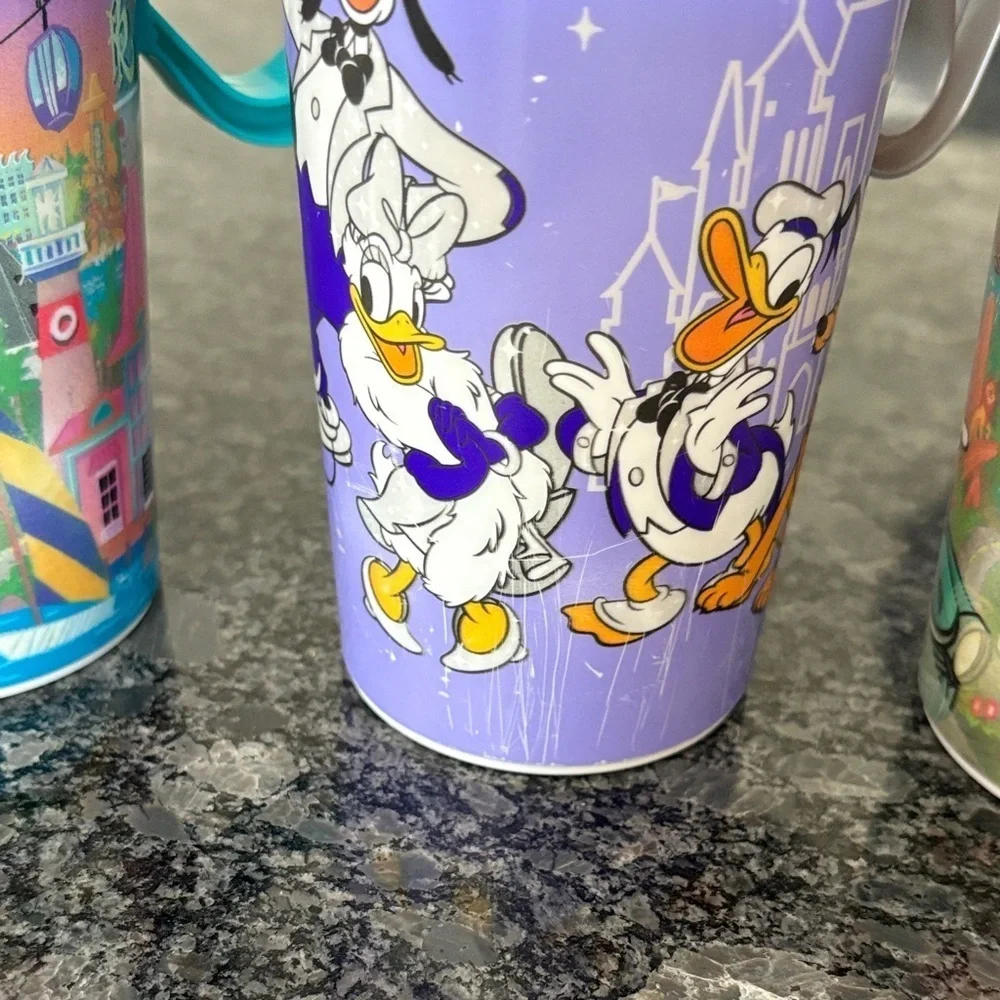 Disney Colorful Travel Mug Set - Blue, Orange, Silver, Purple